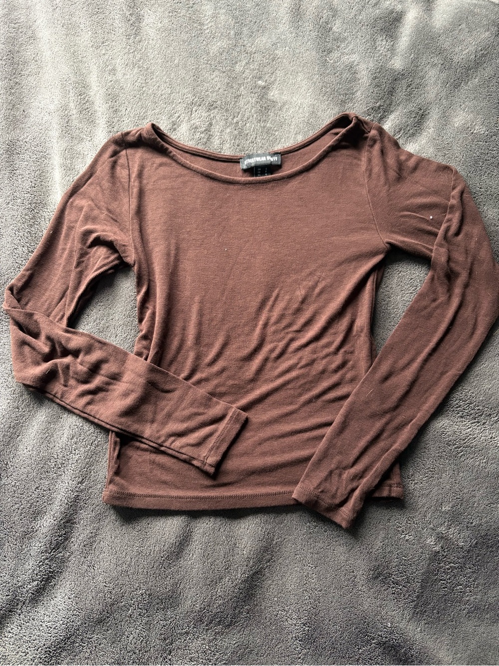 Streetwear Society Long Sleeve Scoop Neck Top - Brown
